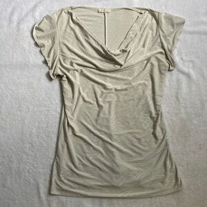 Chic Cream Drape Neck Blouse